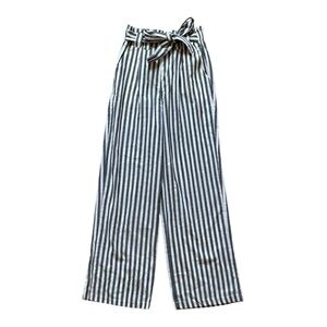 Haute Monde Dark Grey and White Striped Wide Leg Pants